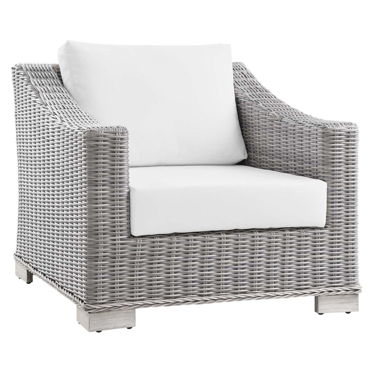 Conway Outdoor Patio Wicker Rattan Armchair in Light Gray White