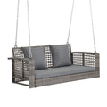 Outvita Porch Swing, 4Ft Hanging Outdoor Porch Swings For Adults, Wicker 2 Person Patio Swing, With Cushion, Pillow And Chain Fo