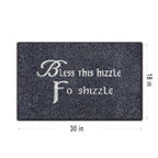 Assaoy Bless This Hizzle Fo Shizzle Door Mat Outdoor Entrance,Funny Doormats Welcome Floor Mat Fall Front Black Embroidered Door