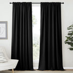 Nicetown Halloween Black Out Curtain Panels For Bedroom - (Black Color) W70 X L108, 1 Pair, Thermal Insulated Blackout Draperies
