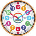 Homotte Kids Wall Clock for Bedroom, 10 Inch Round Multi-Colored Learning Clock, Childrens Silent Analog Non-Ticking Educationa