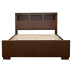 Coaster Home Furnishings Jessica Contemporary 4-Piece Bedroom Set California King Size LED Storage Bookcase Bed Frame 47-inch Headboard Cappuccino 200719KW-S4