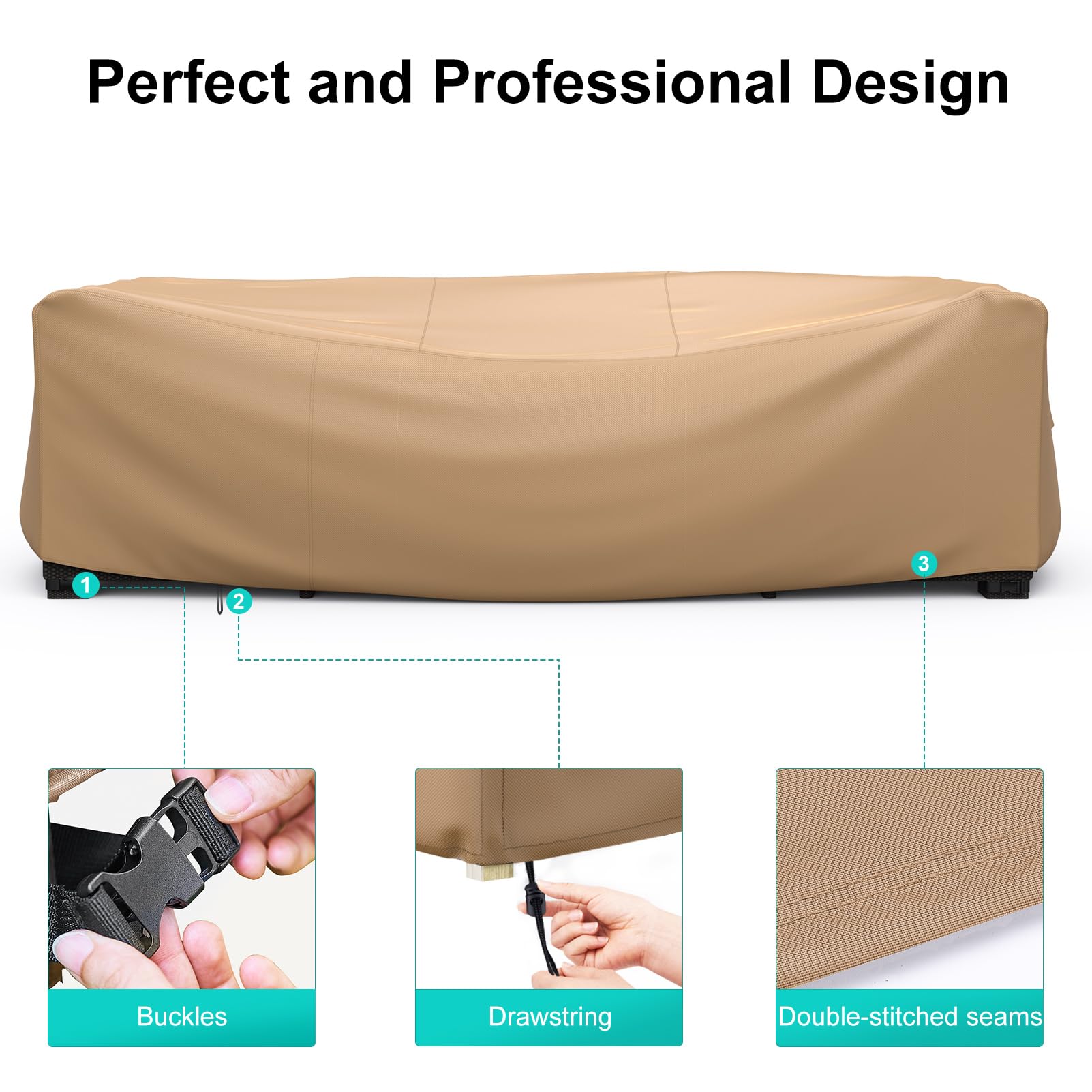 Brosyda Patio Furniture Set Cover Waterproof, Heavy Duty Furniture Covers For Outdoor Sectional Sofa Set Wicker Rattan Table Chair Rectangular,98'L×78'W×30'H,Brown