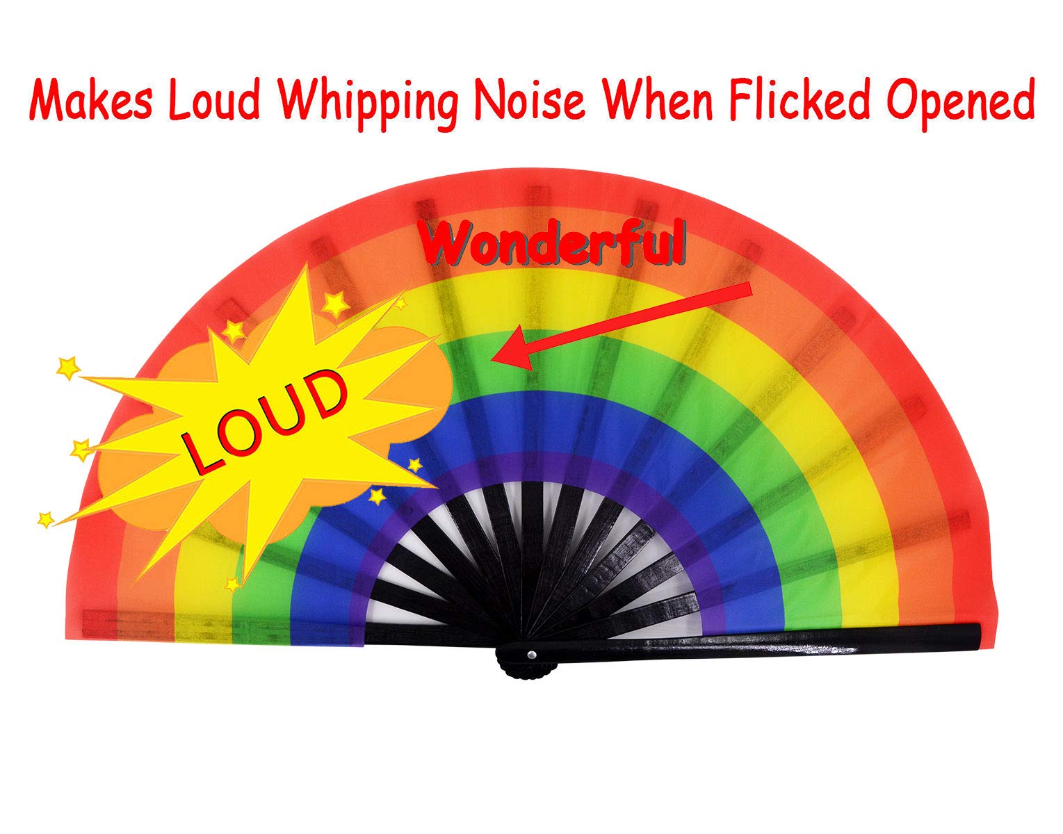 Amajiji Large Folding Hand Rave Fan For Women/Men, Chinease/Japanese Bamboo And Nylon-Cloth Folding Hand Fan, Hand Fan Festival