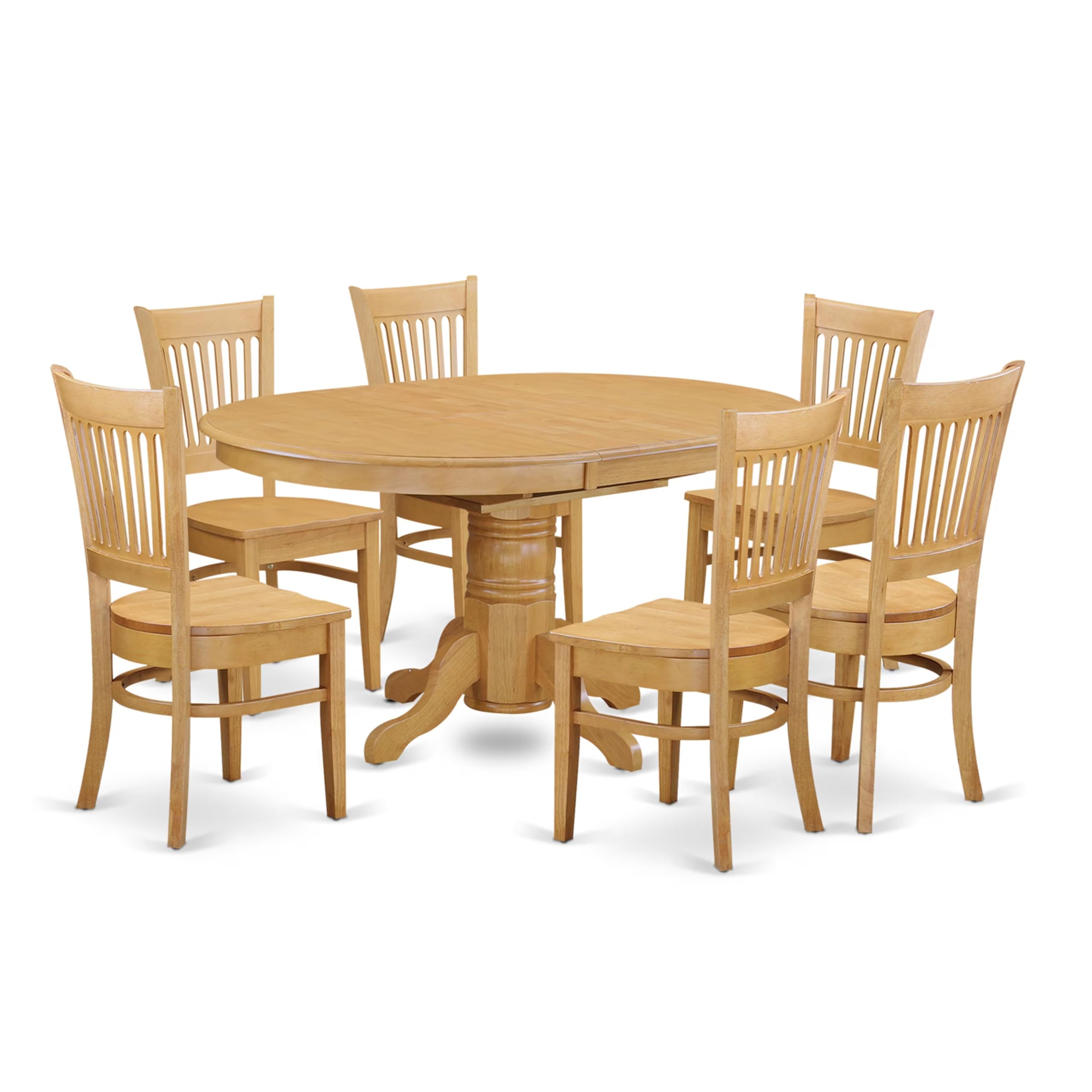 East West Furniture AVVA7-OAK-W Avon 7 Piece Room Furniture Set Consist of an Oval Kitchen Table with Butterfly Leaf and 6 Dining Chairs, Oak