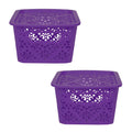 Cutting EDGE Plastic Turkish Storage Basket with Lid,Small,Purple(Set of 2)