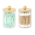 DAPOWER 2 Pack Qtip Holder Bathroom Storage Canister for Cotton Ball Cotton Swab Pads Floss, Small Plastic Jars with Lids (Clear