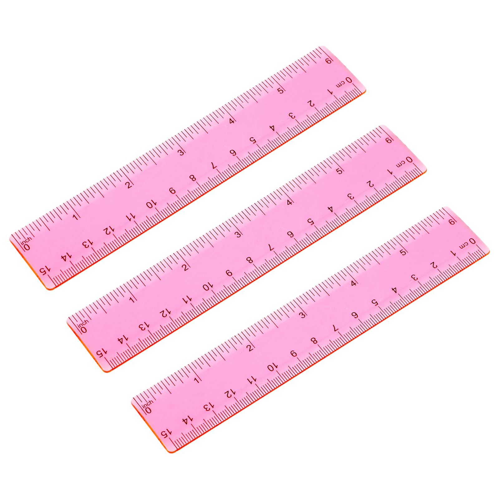 Ruler 6 Inch, 3 Pack Ruler Set Plastic Straight Ruler Transparent Measuring Tool Acrylic Clear Ruler For School Office Student(R