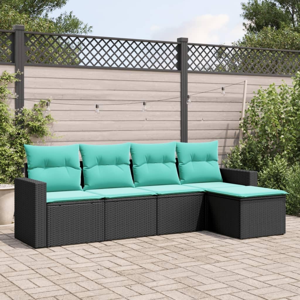 vidaXL Poly Rattan Outdoor Patio Sofa Set - Thumbnail 3