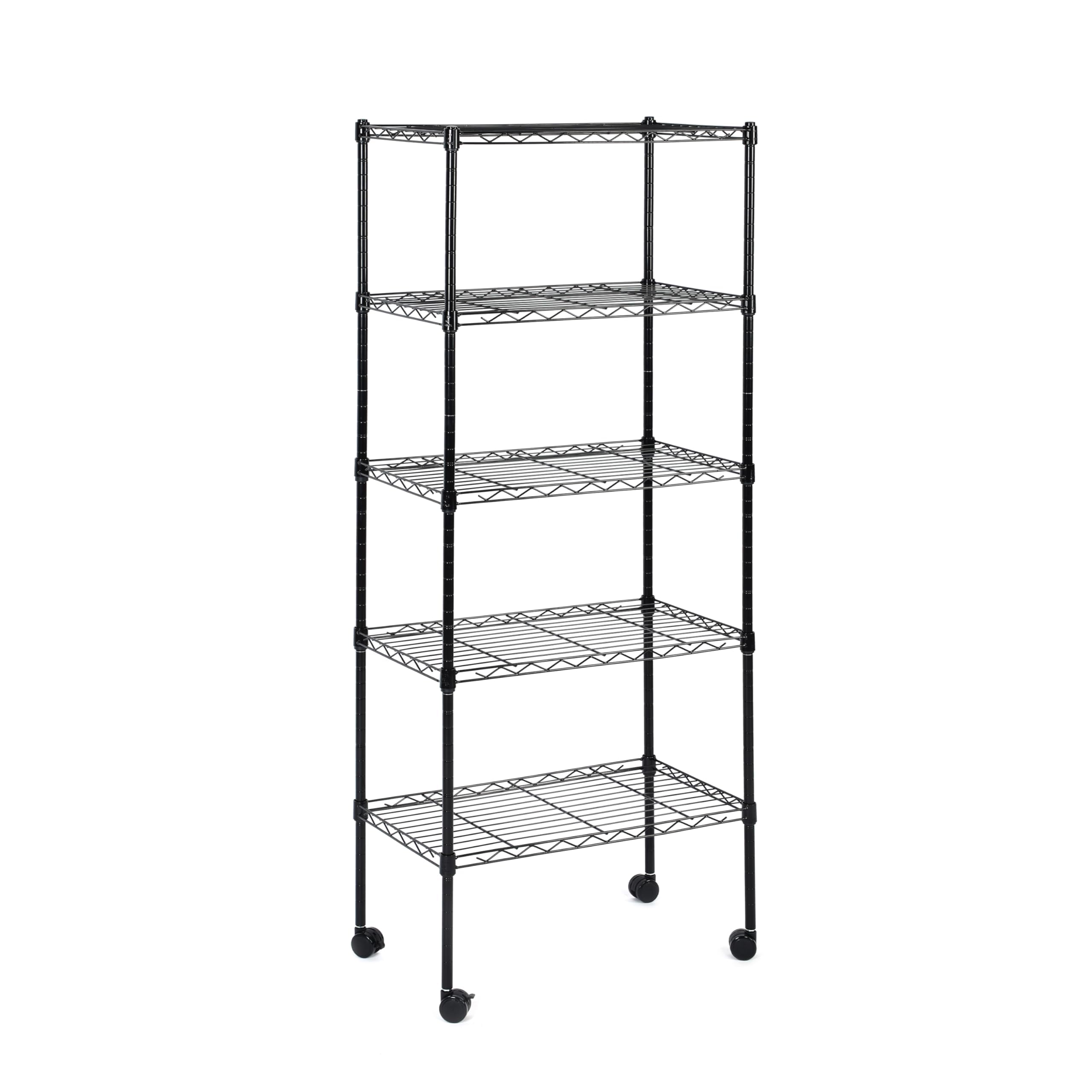 Simple Deluxe 5-Tier Storage Shelves, 21 W x 12 D x 54 H Adjustable Heavy Duty Wire Metal Shelving Unit, Chrome