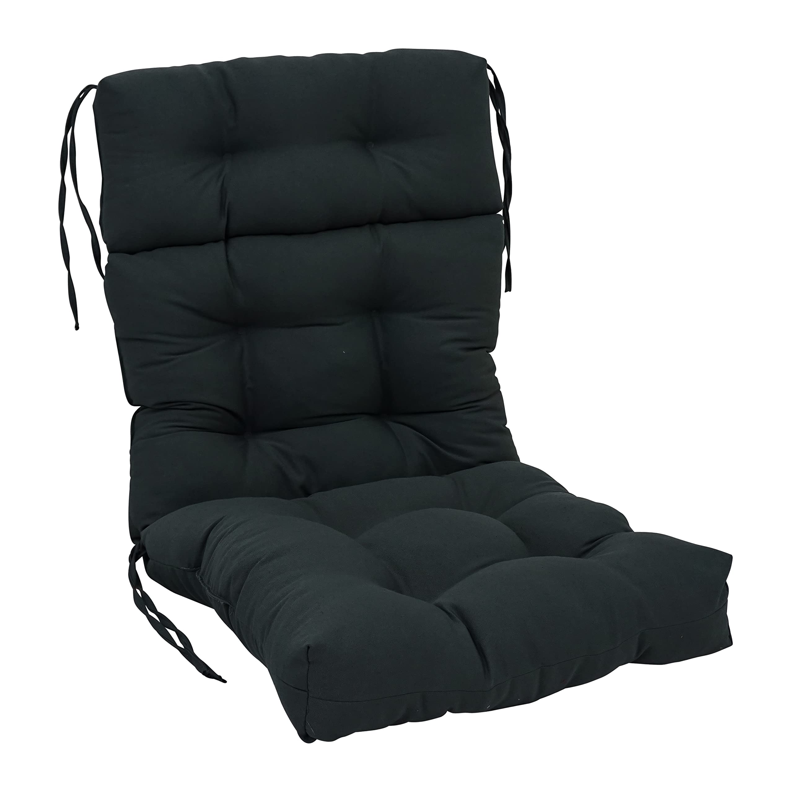 Blazing Needles 20 42-inch Twill Seat/Back Tufted Chair Cushion, 20 x 42, Black