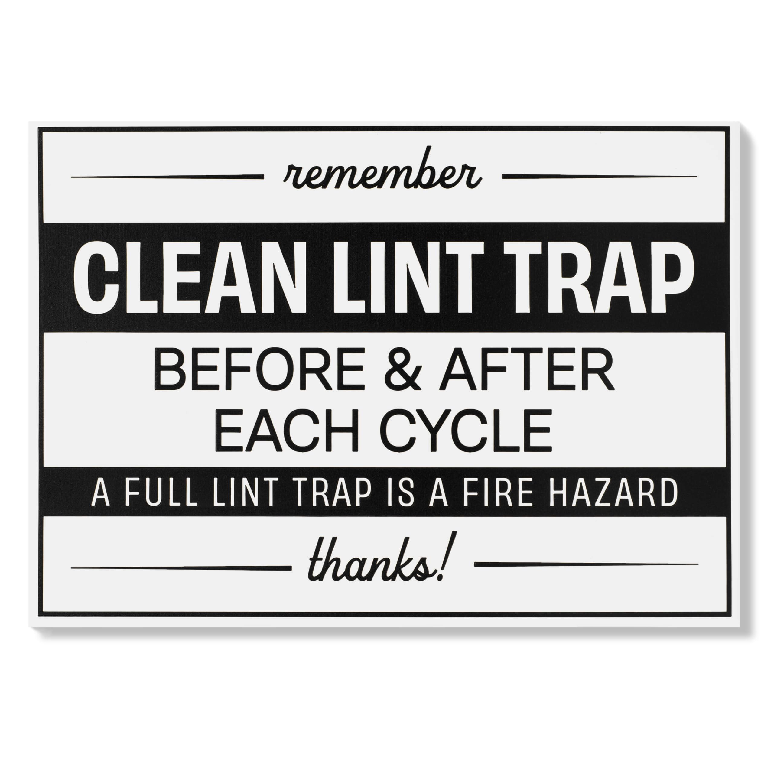 Clean Lint Trap Sign 5' X 7' | Durable Plastic Clean Laundry Sign With Peel And Stick Adhesive Backing | Rental And Airbnb Ess