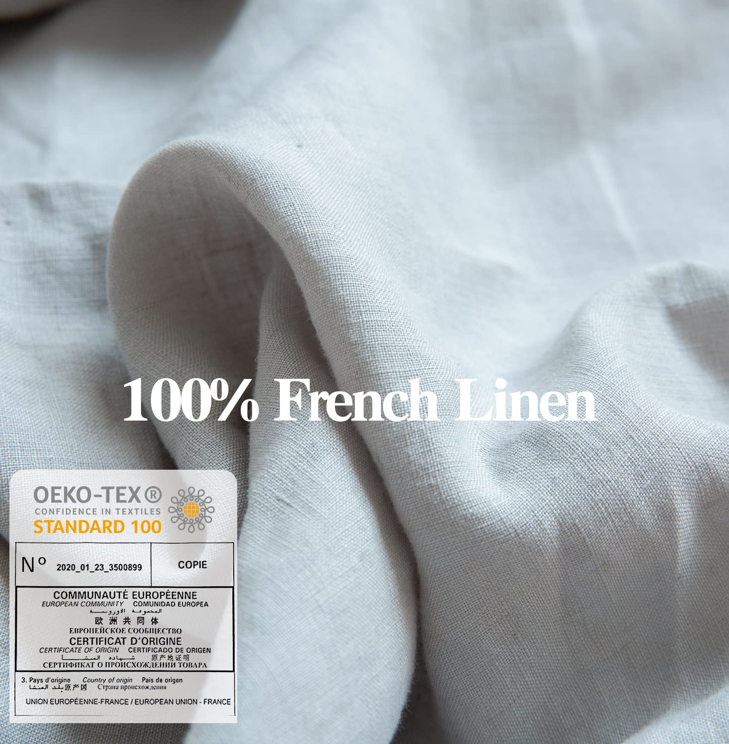 Simple&Opulence 100% Washed Linen Euro Shams Basic Style (26'' X 26'') - Pack Of 2 - Solid Color Pillow Shams Natural Flax Square Throw Pillow Covers - Light Grey