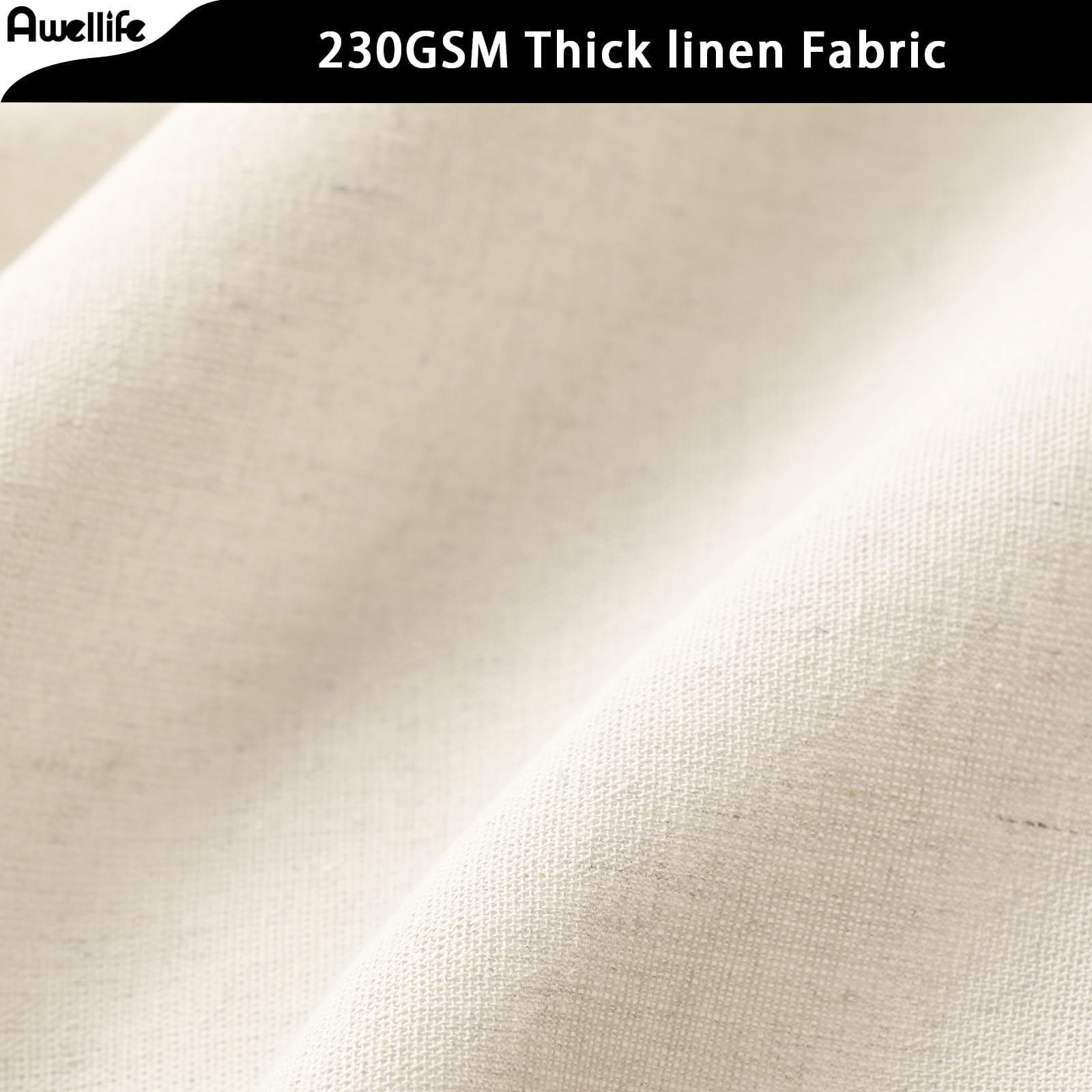 Awellife Linen Button Farmhouse Beige Shower Curtain,Linen And Cotton Woven Fabric,Pleated Brown Stripe,Country Style (Black & Cream, 78' L X 72' W)