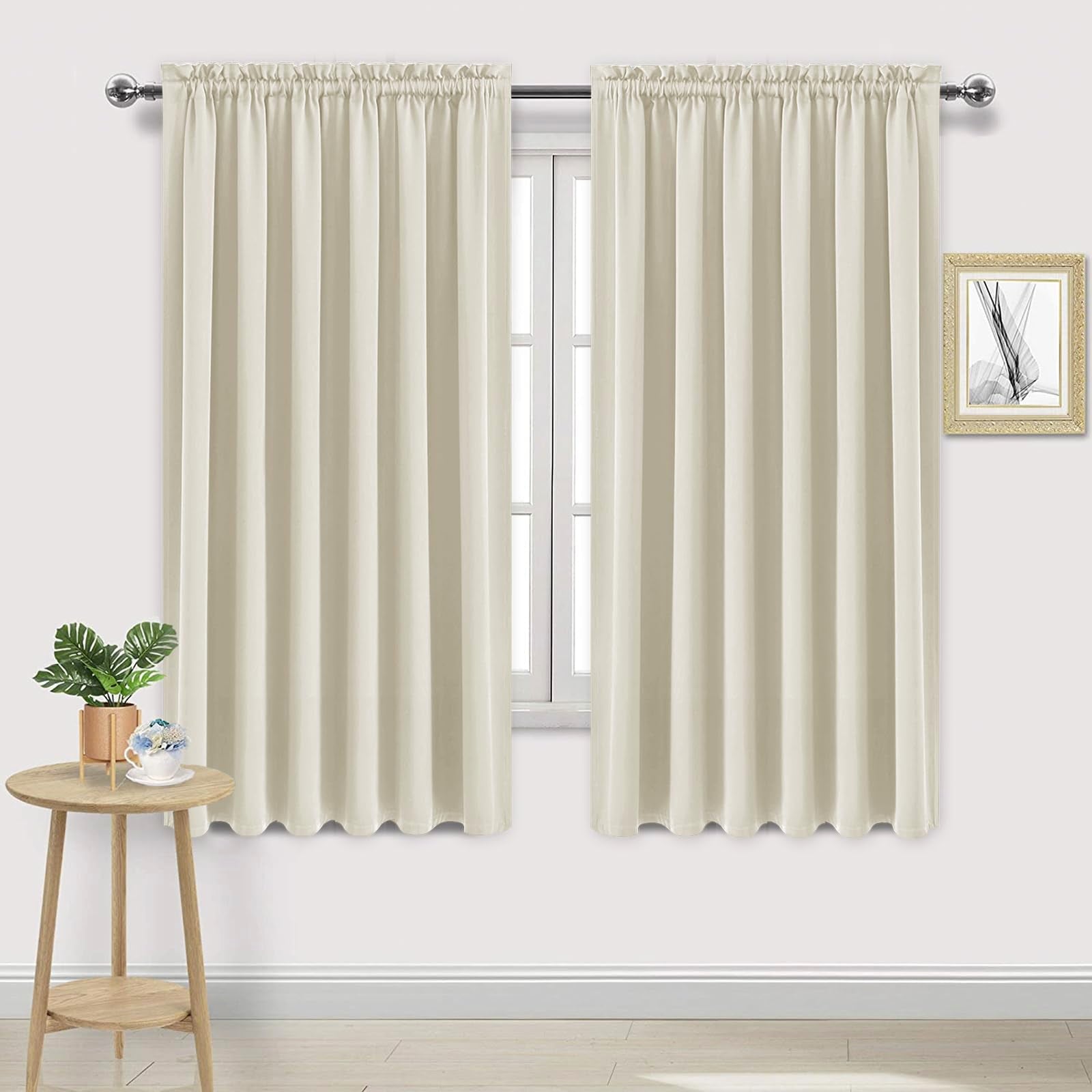 Dwcn Blackout Curtains For Living Room Thermal Insulated, Energy Saving & Noise Reducing Bedroom Curtains, Light Beige, W 70X L