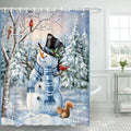 Lofaris Winter Snowman and Cardinals Shower Curtain Christmas Wonderland Trees Holiday Bathroom Curtain for Decor Waterproof Fab