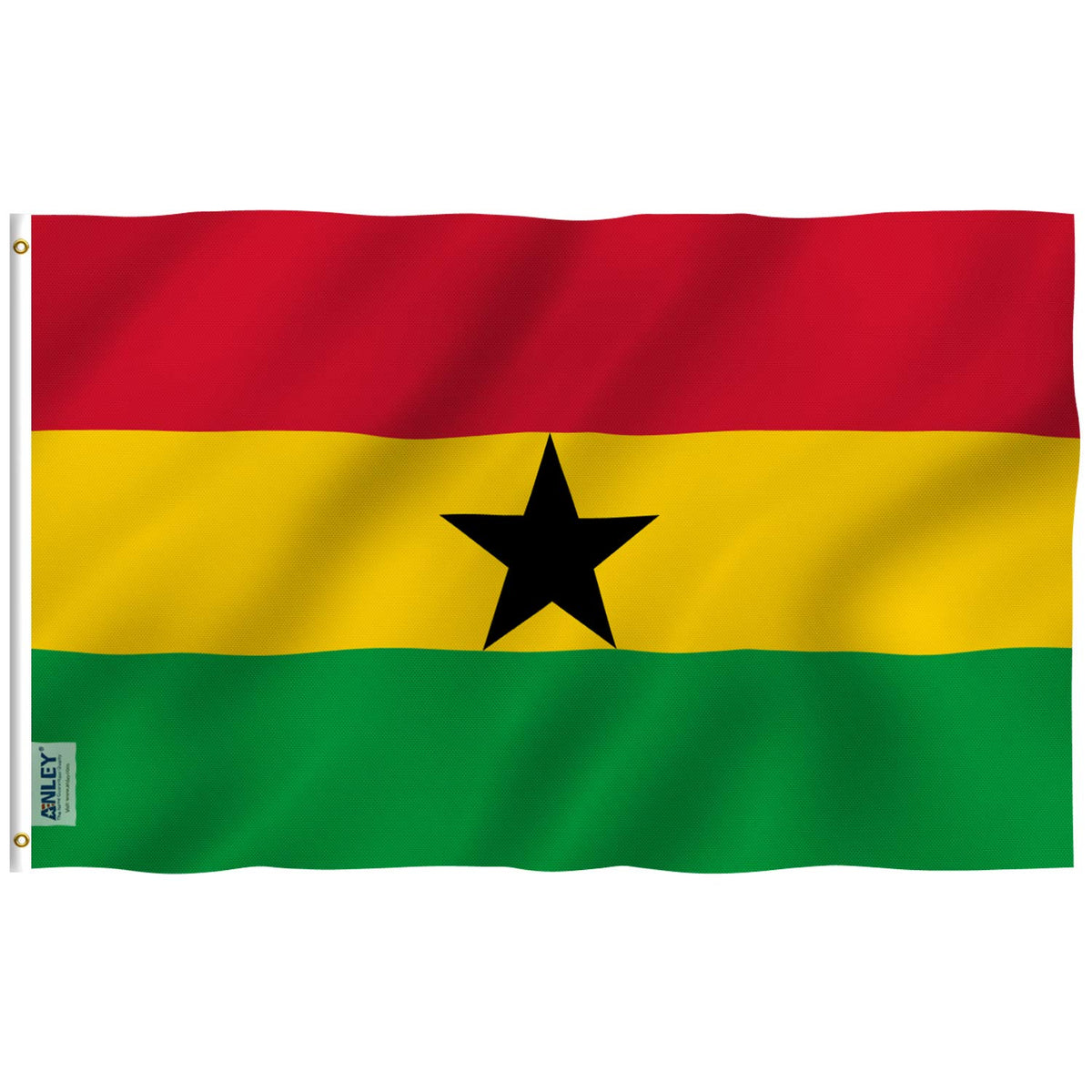 Anley Fly Breeze 3X5 Foot Ghana Flag - Vivid Color And Fade Proof - Canvas Header And Double Stitched - Ghanaian National Flags