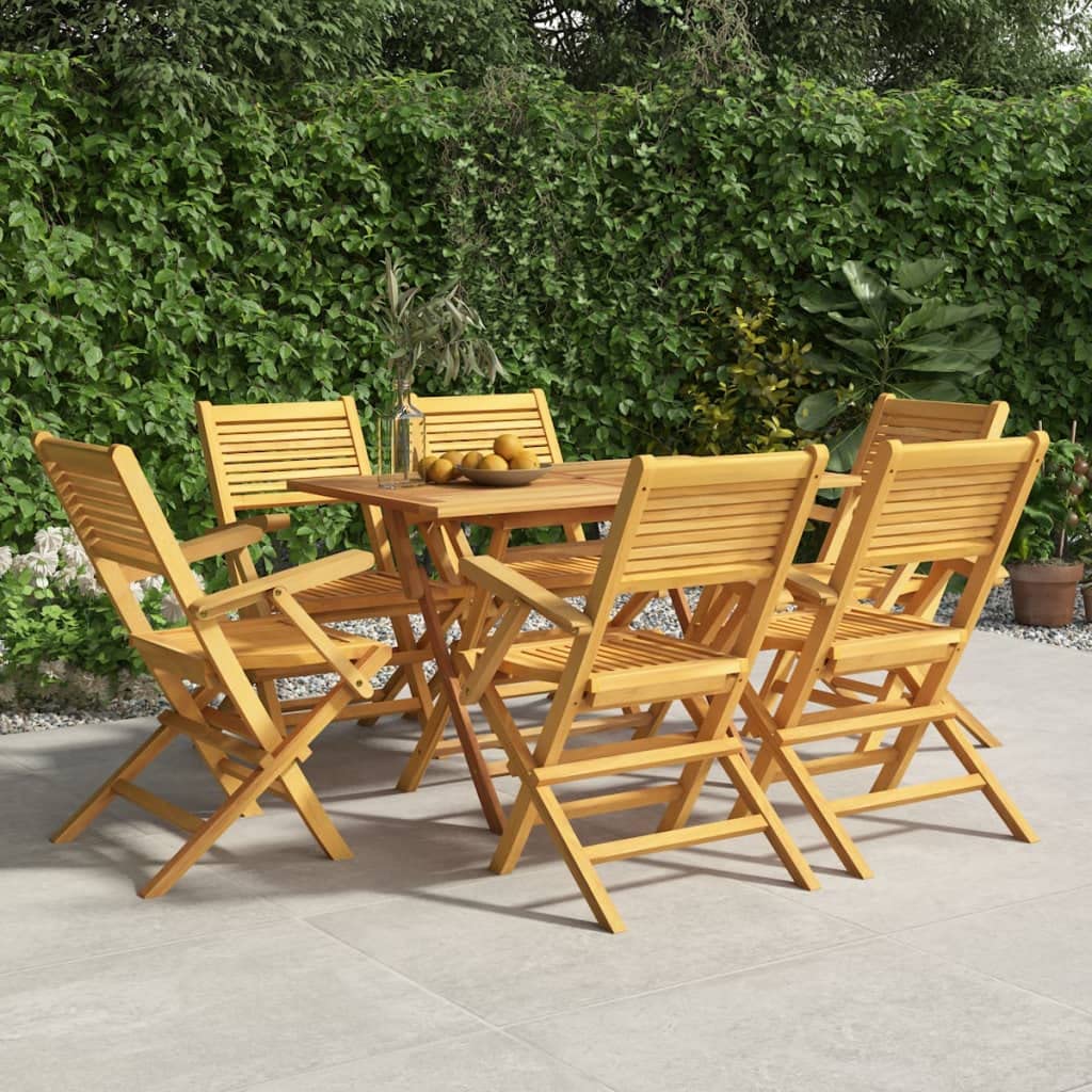 vidaXL Folding Patio Chairs Set of 6 - Solid Teak Wood Outdoor Seating - Scandinavian Style Garden Furniture - 21.7"x24.4"x35.4"