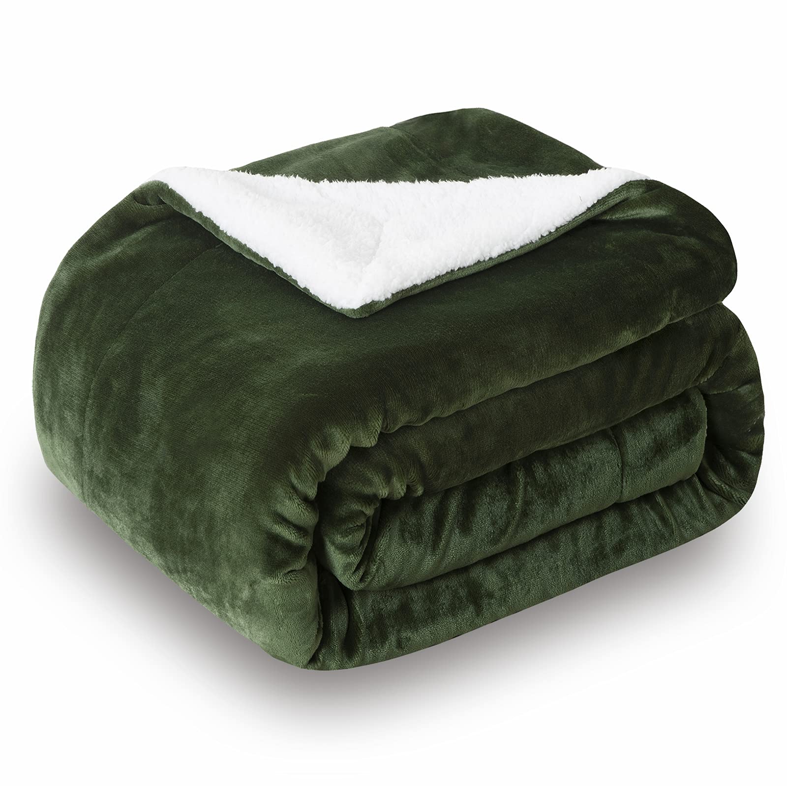 Sochow Sherpa Fleece Throw Blanket, Double-Sided Super Soft Luxurious Plush Blanket Twin Size 60 Inchx80 Inch, Olive Green