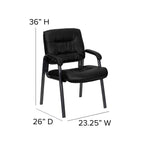 Flash Furniture Haeger LeatherSoft Tufted Executive Reception Chair with Padded Armrests, Upholstered Side Chair for Living Room or Office, Black