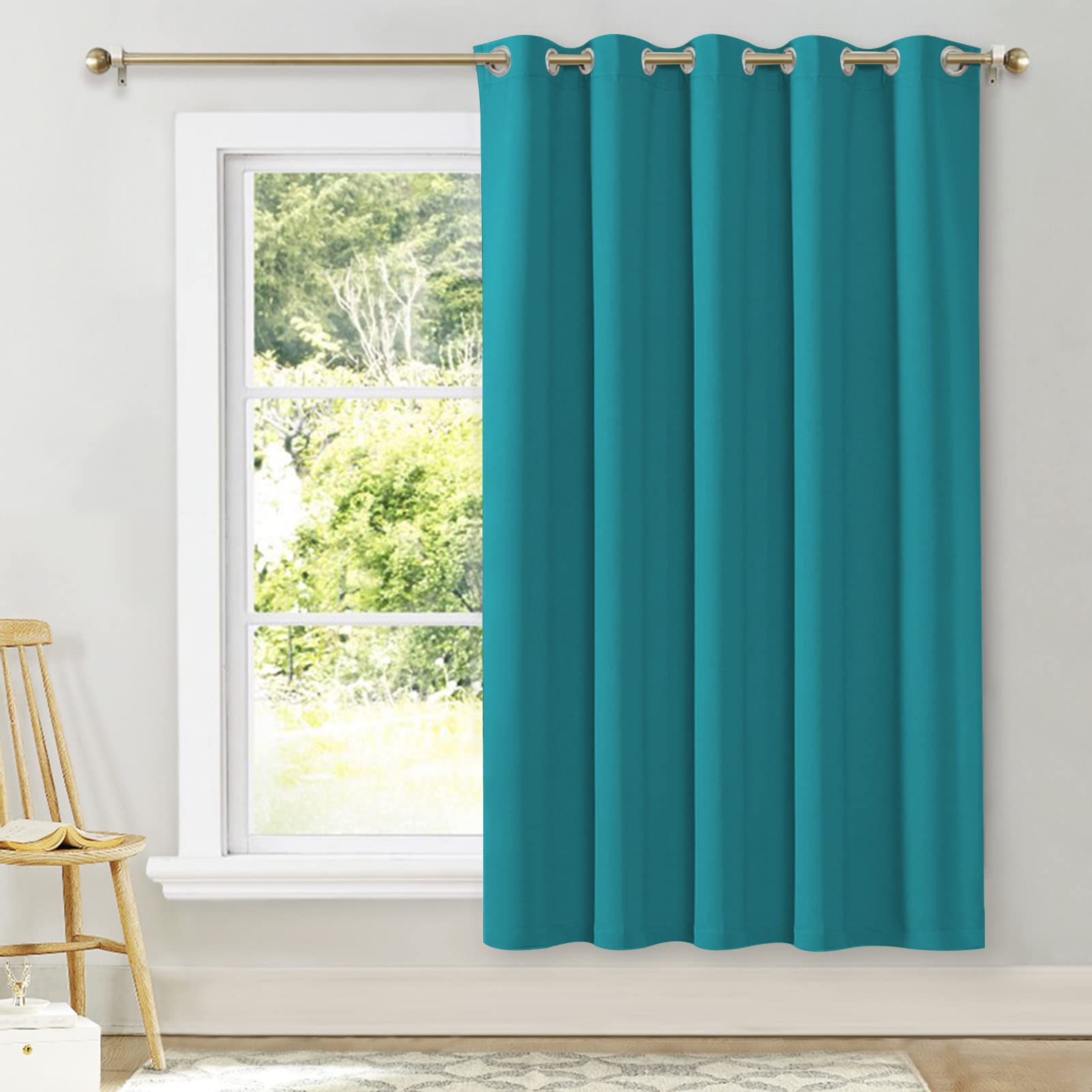 Nicetown Room Darkening Curtains For Bedroom, Peacock Teal Thermal Insulated Drapes 72 Inches Long For Office, Loft, Guestroom (1 Panel, 70' Wide Per Panel)