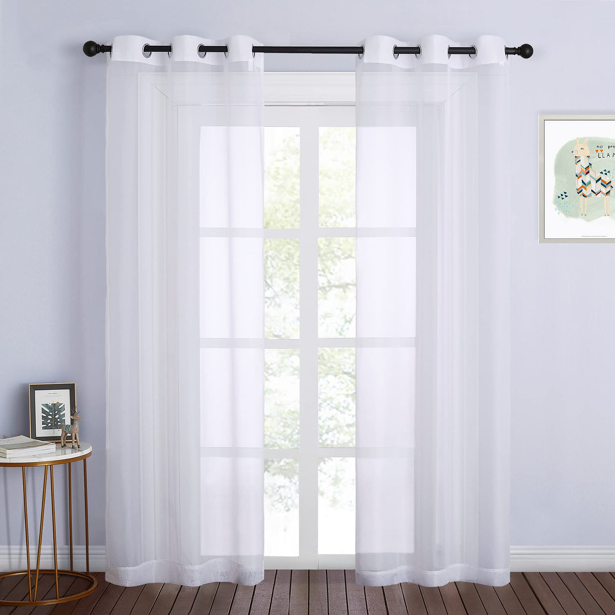 Nicetown White Sheer Curtains For Bedroom Windows 84' Length With Width 37' Per Panel, Grommet Casual Voile Sheer With Light F
