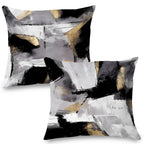 Supwhd Black And White Pillow Covers, Abstract White Black And Gold Pillow Covers 22X22 Set Of 2, Modern Black And White Pillow