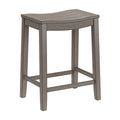 Hillsdale Fiddler Wood Backless Counter Height Stool with Saddle-Style Seat, Aged Gray