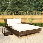 Great-hyc 2-Person Garden Sun Bed with Cushions Poly Rattan Brown