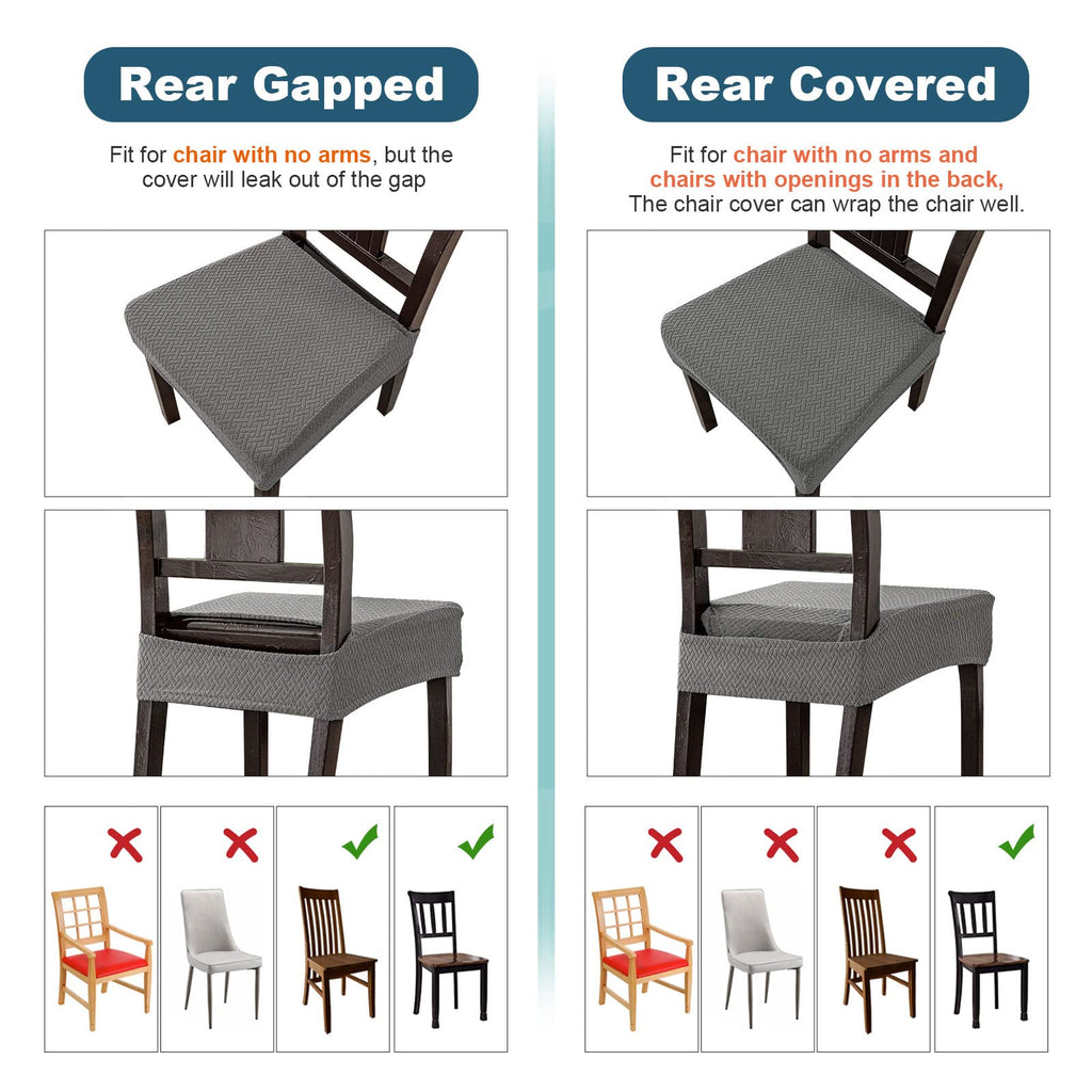 Genina Waterproof Seat Covers For Dining Room Chair Covers Waterproof Dining Chair Covers (2 Pcs-Rear-Gapped, Grey)