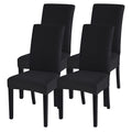 Searchi Dining Room Chair Covers Set Of 4, Stretch Jacquard Parsons Chair Slipcovers Removable Washable Kitchen Chair Protector Cover For Dining Room, Hotel, Ceremony (Black Rhombus)