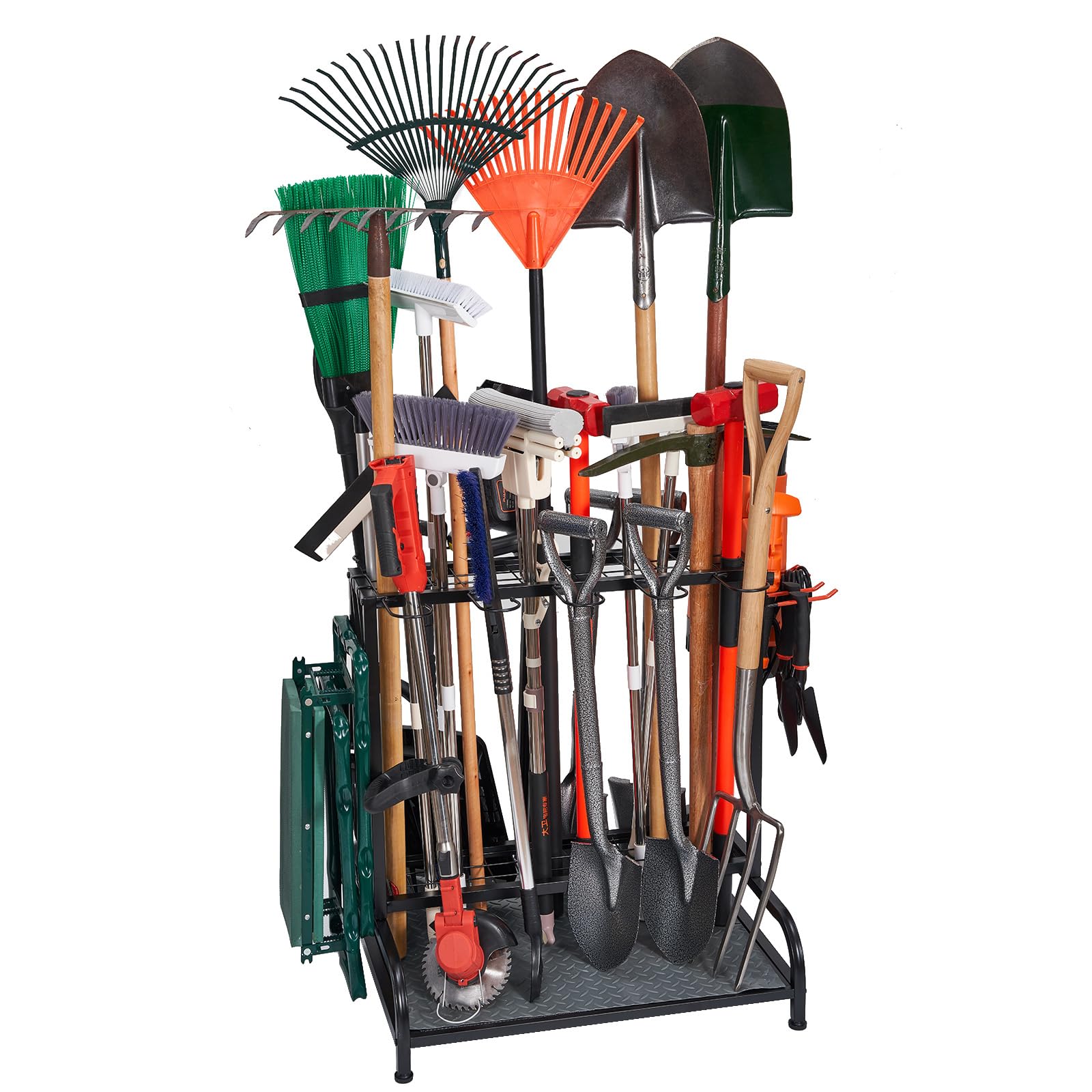 Garden Tool Organizer, Yard Tools Rack Holds 55 Long-Handled Tools/Rakes/Brooms for Garage Organization and Storage, Shed, Outdo