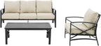 Crosley Furniture Kaplan 3-Piece Outdoor Sofa Patio Furniture Set, Conversation Sets For Porch, Deck, Oiled Bronze With Oatmeal Cushions