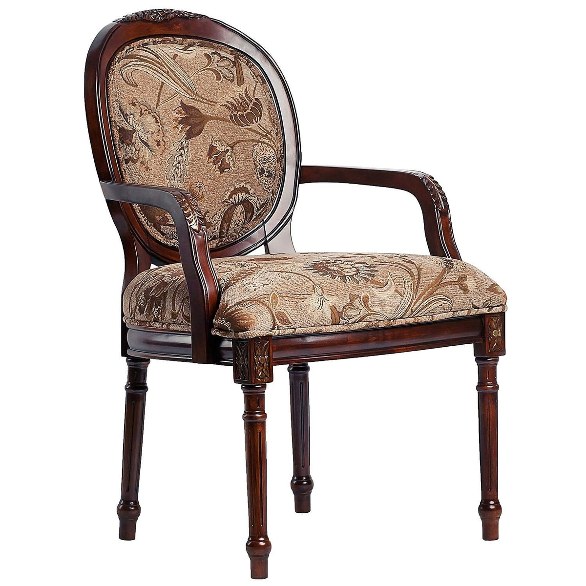 Comfort Pointe Belmont Oval Back Solid Wood Accent Chair In Cherry Finish