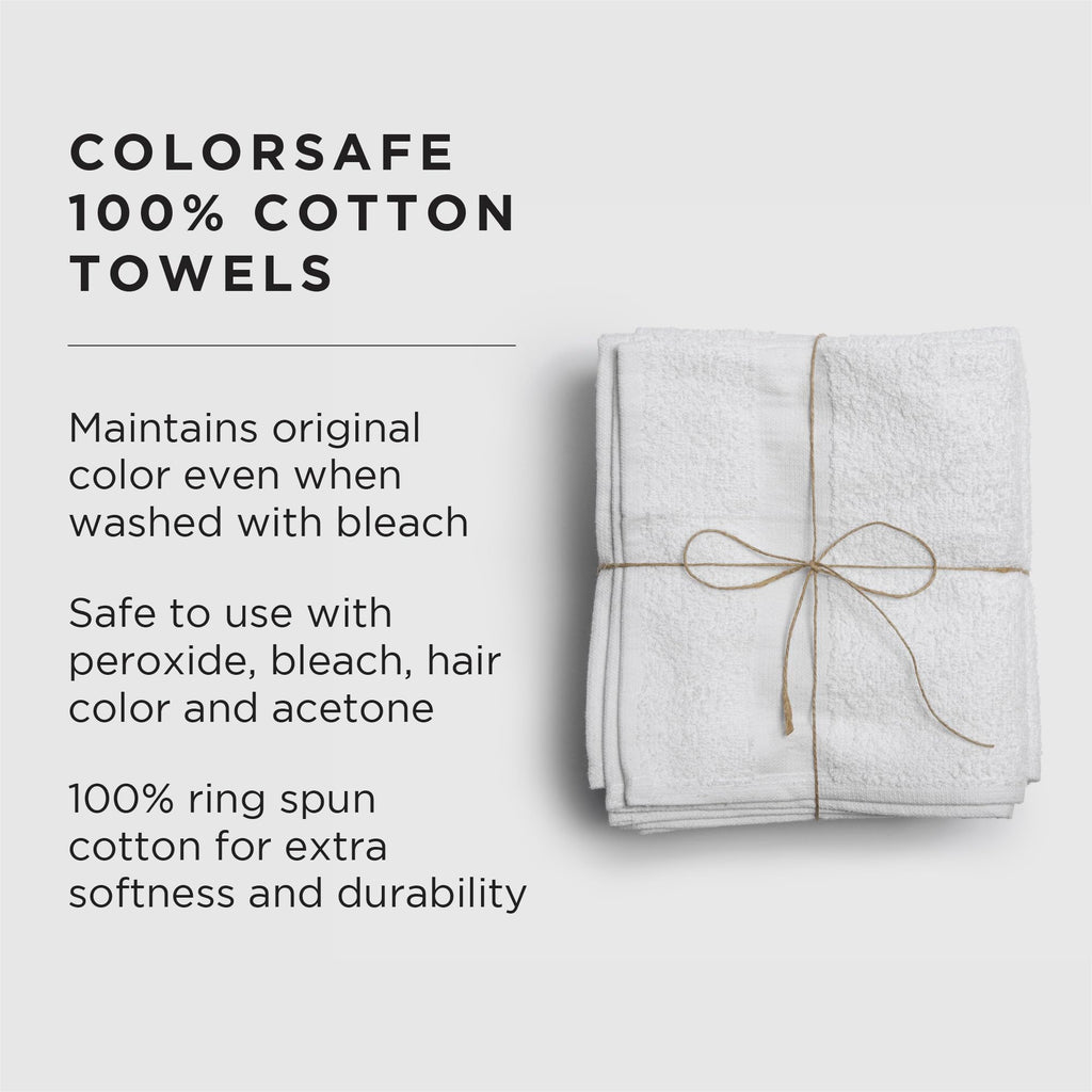 Fromm Colorsafe 100% Cotton Bleach Proof Salon Hair Towels For Hairstylists, Barbers, Spa, Gym In White, 16'' By 29'', 6 Count A