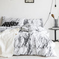 Wake In Cloud  Marble Comforter Set King Size, 3 Pieces Lightweight Bedding For Men And Women, Black And White Gray Grey Cute N