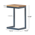 Christopher Knight Home Caspian Outdoor Firwood C Shaped Table, Antique Finish, Small, 10.25 In X 12.75 In X 19.5 In
