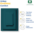 600 Thread Count Cotton - Twin Xl Size Sheet Set - 100% Cotton Sheets - Silky & Soft Like Egyptian Cotton - Deep Pocket Sateen 3Pc Bed Sheets - Hotel Quality Cotton Sheet For Twin Xl Bed (Teal)