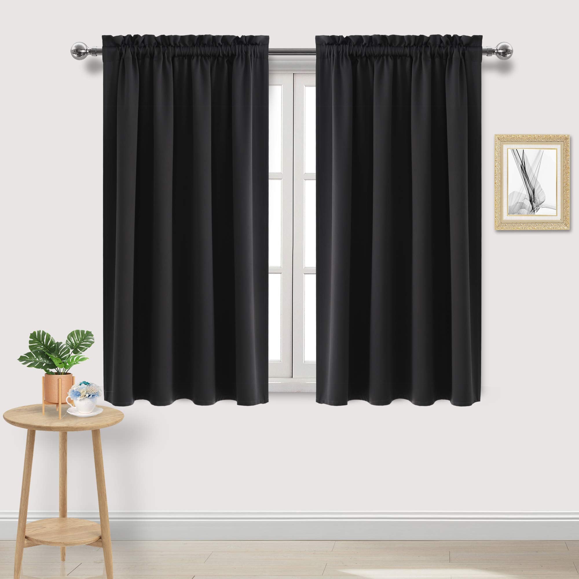 Dwcn Blackout Curtains Room Darkening Thermal Insulated Bedroom Curtains Window Curtain Panels, 52 X 45 Inches Long, Set Of 2 Bl