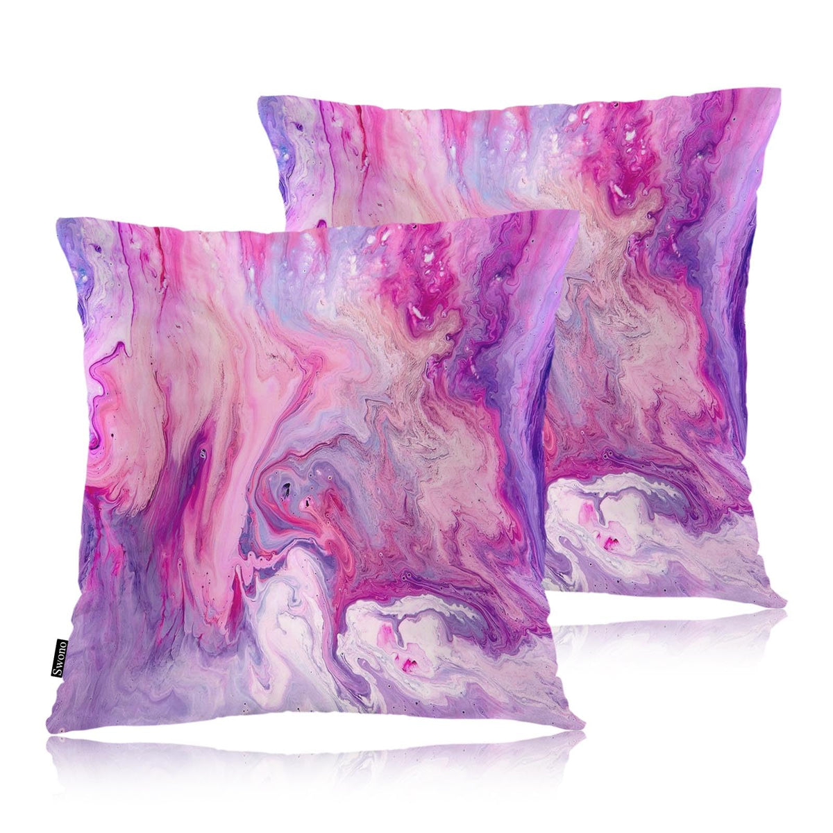 Swono Purple Marble Decorative Throw Pillow Cushion Covers, Abstract Acrylic Rock Marble Cozy Pillowcase Home Decor, Double-Side