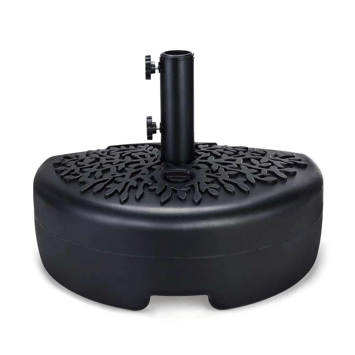 Home Zone Living 40Lb Half Round Fillable Patio Umbrella Base Stand, 18In, Pole Holder, Water Or Sand, Fits Poles Up To 1.9In(48