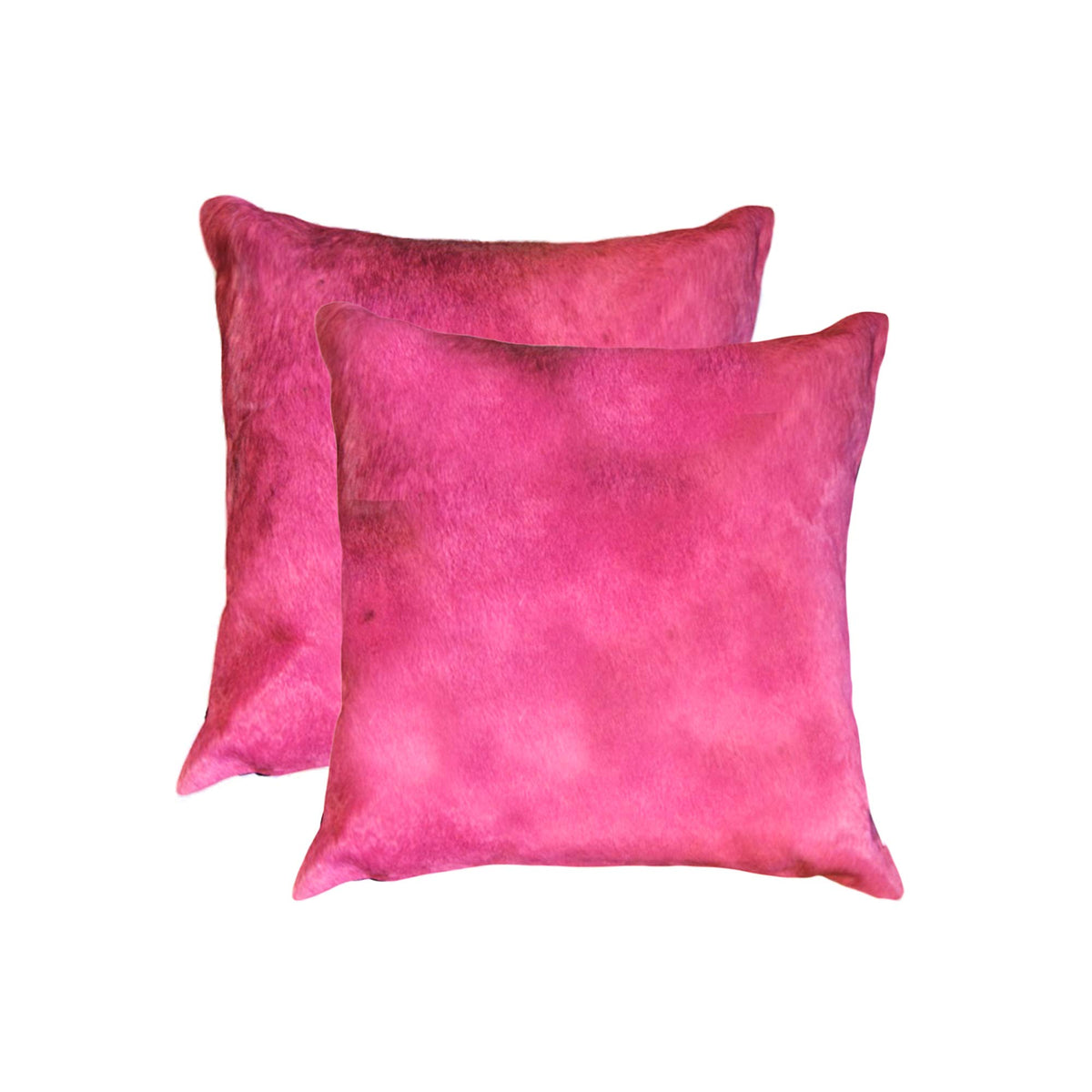 HomeRoots Cowhide Pillow 18X18 Fuschia 2-Pack