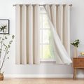 Jinchan Linen Beige Curtains 72 Inch Long For Living Room Bedroom Farmhouse Grommet Top Light Filtering Window Drapes Lined Curt