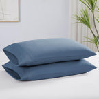 Southshore Fine Living, Inc. Pleated King Size Blue Pillow Cases Set Of 2, Luxurious Brushed Microfiber Pillowcases For King Pil