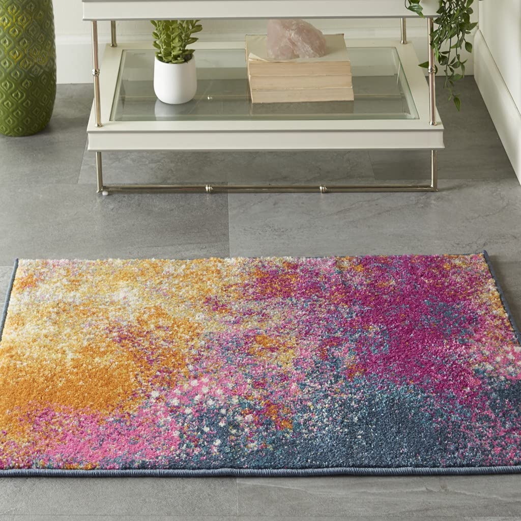 HomeRoots 100% Polypropylene 2â?? x 3â?? Abstract Brights Sunburst Scatter Rug