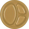 Gold 3-Compartment Plastic Plates - 10'' (Pack of 20) - Vibrant & Convenient Party Plates For All Occasions
