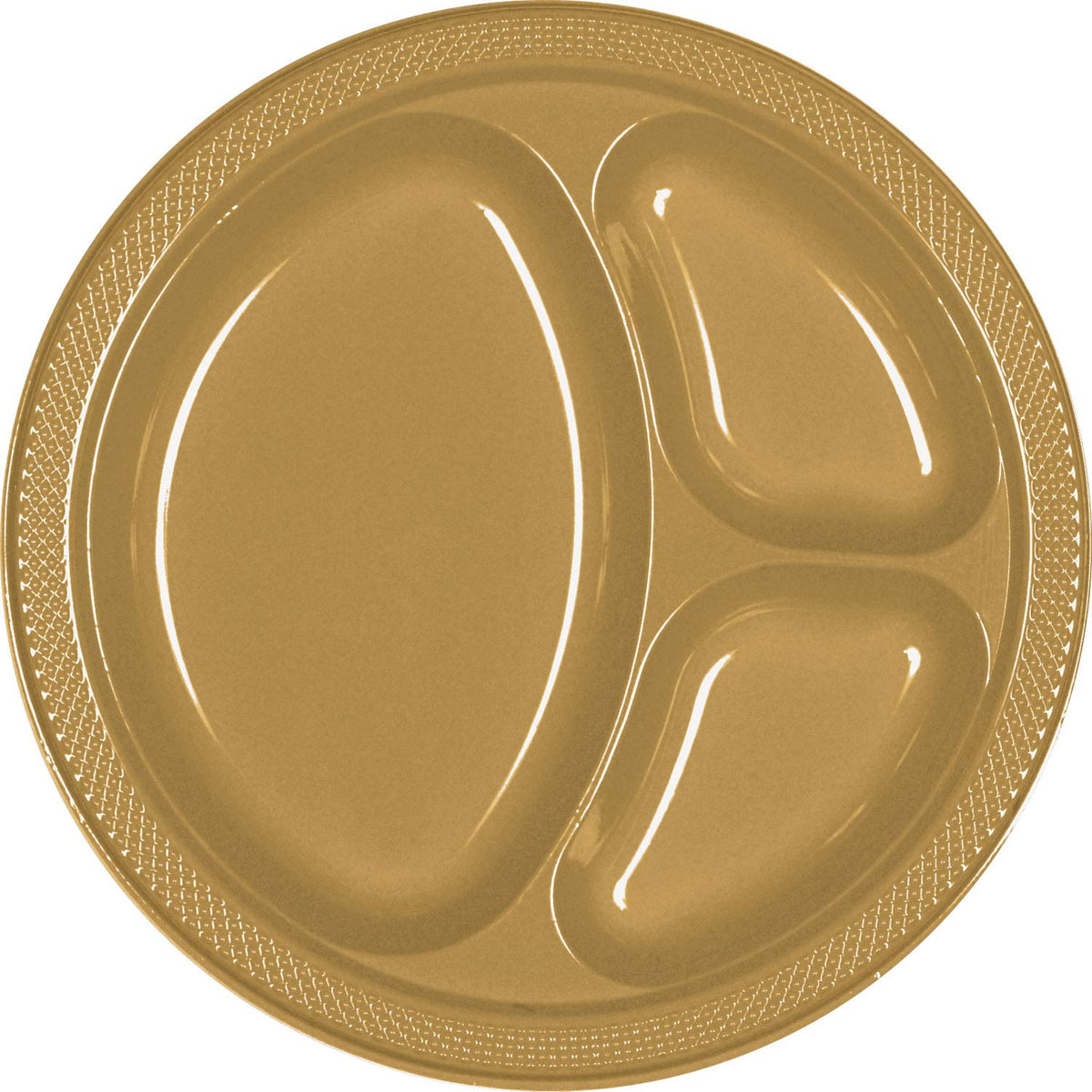Gold 3-Compartment Plastic Plates - 10'' (Pack of 20) - Vibrant & Convenient Party Plates For All Occasions