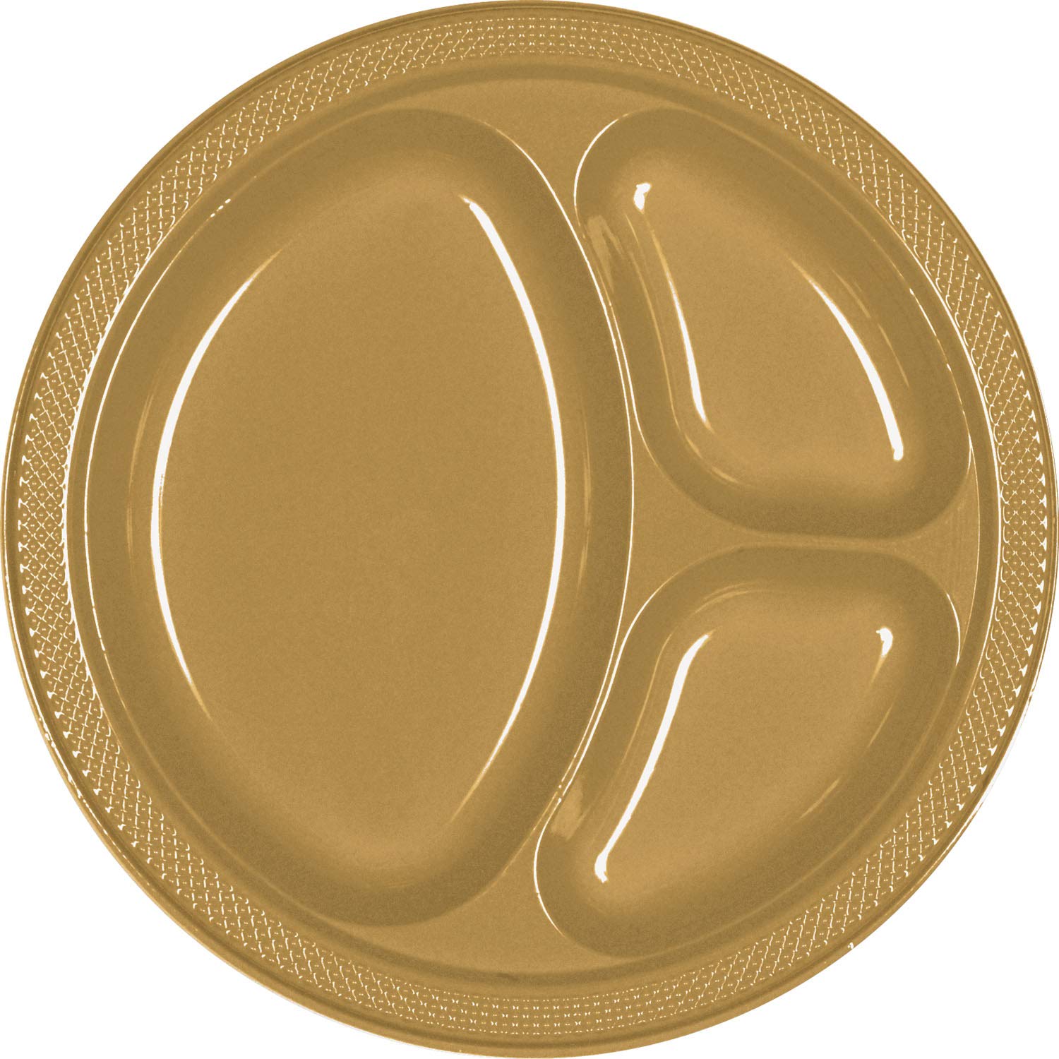 Gold 3-Compartment Plastic Plates - 10'' (Pack of 20) - Vibrant & Convenient Party Plates For All Occasions