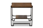 Baxton Studio Solen Antique Black Textured Finished Metal Distressed Wood Occasional End Table