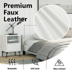 vidaXL Faux Leather Bed Frame Platform Bed, Scandinavian Style/Slats Support/No Box Spring Needed/Without Mattress/Easy Assembly, White King Bed